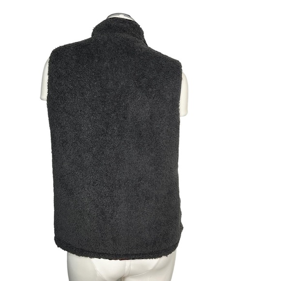 BUFFALO David Bitton Reversible Red Buffalo Plaid Fleece Vest Youth Size L 14/16 - Picture 7 of 16